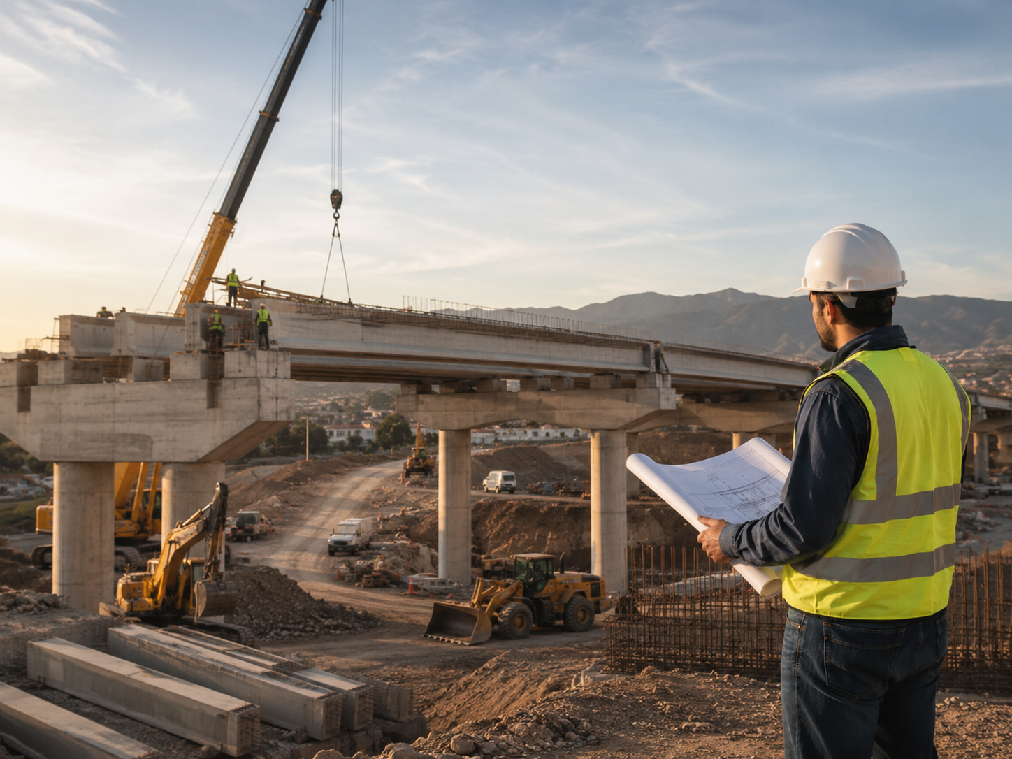 Construcción de puente con grúa y supervisión técnica
